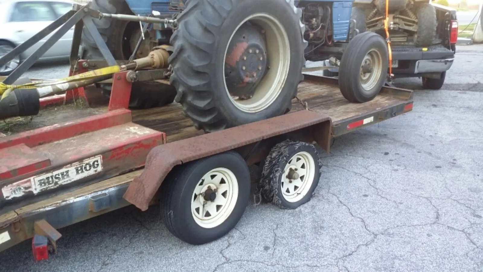 Brand new tires loaded on a Roadside Hawks service trailer.